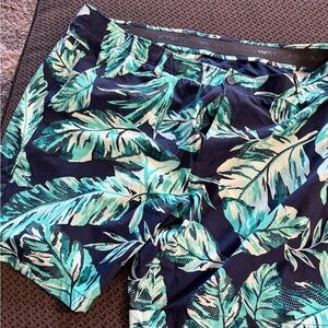 Under Armour Blue and Green Leaf Pattern Shorts